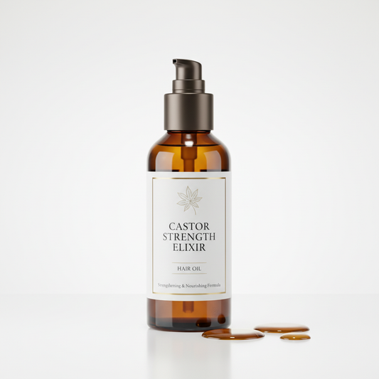 Strengthening Black Castor Hair Oil bottle on white background