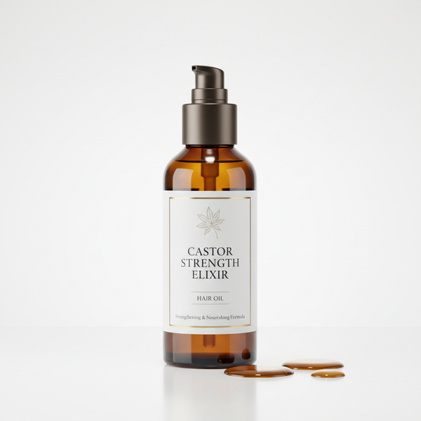 Strengthening Black Castor Hair Oil bottle on white background